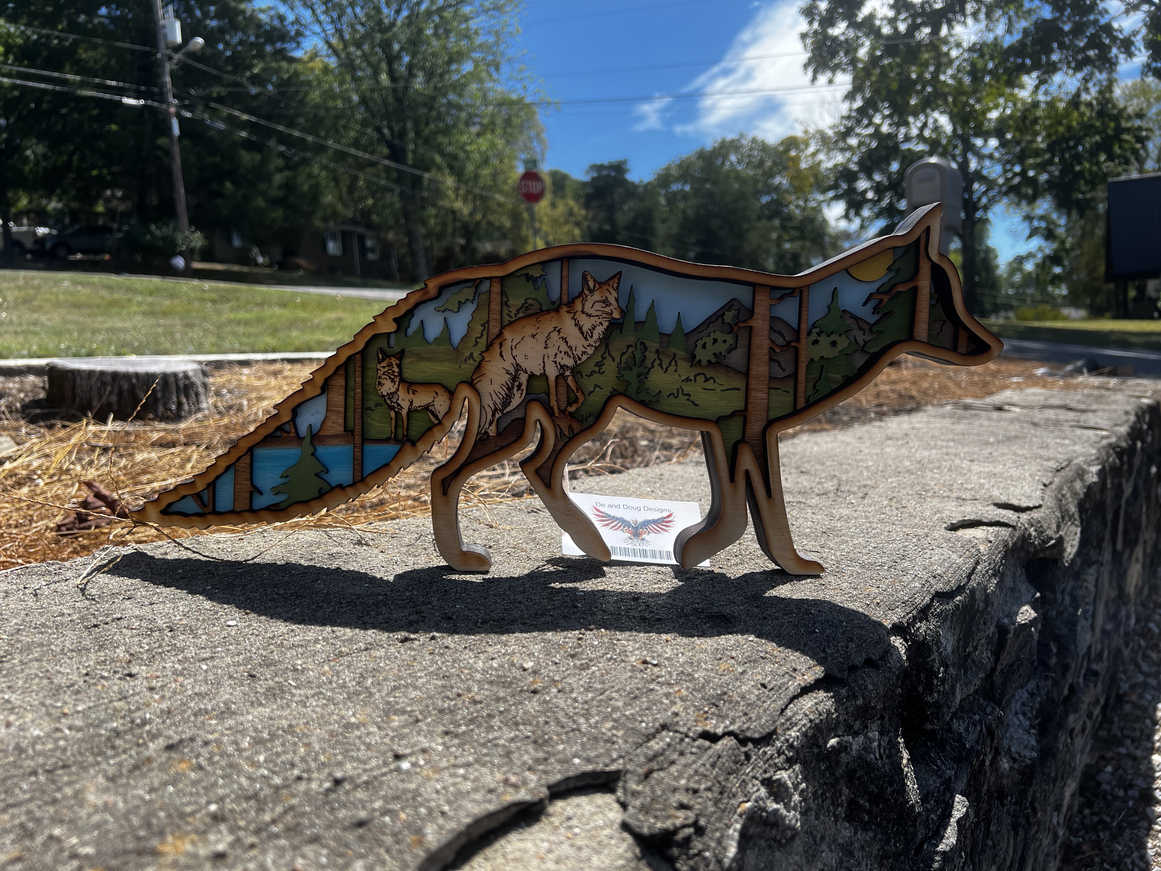 WOLF IN TREE LINE 8.5X19.5